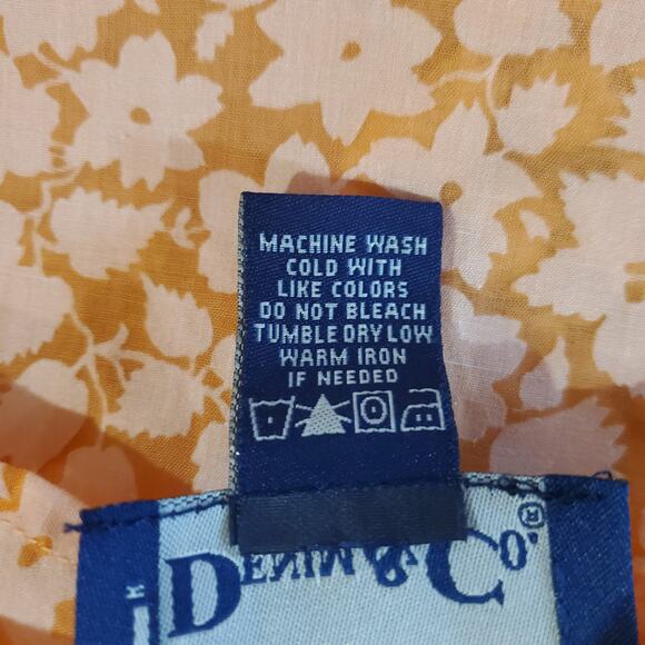 Vtg Denim & Co Sheer Floral Shell Button 3/4 Sleeve Top Plus Sz 1X Retro Orange - Picture 7 of 10